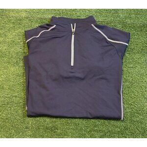 Footjoy 1/4 zip mens large blue white lighweight breathable pullover nylon RK
